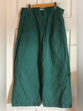 Anthropologie Pilcro Green Wide Leg Utility Elastic Waist Pants L